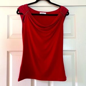 Vintage 90s/Y2K Ally B. Red Jeweled Cowl Neck Tank